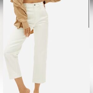 Everlane cropped straight pants, size short 25, white or bone